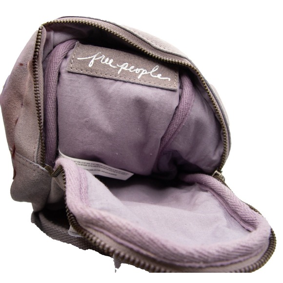 Free People Hudson Suede Sling Bag Genuine Leather Trim Lilac - Picture 6 of 8